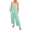 imageHappy Sailed Womens Casual Jumpsuits Loose Overalls Summer Sleeveless Stretchy Wide Leg Long Pants Romper with PocketsA Solid Green 1