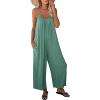 imageHappy Sailed Womens Casual Jumpsuits Loose Overalls Summer Sleeveless Stretchy Wide Leg Long Pants Romper with PocketsA Solid Green 2