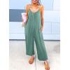 imageHappy Sailed Womens Casual Jumpsuits Loose Overalls Summer Sleeveless Stretchy Wide Leg Long Pants Romper with PocketsA Solid Green 2