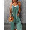 imageHappy Sailed Womens Casual Jumpsuits Loose Overalls Summer Sleeveless Stretchy Wide Leg Long Pants Romper with PocketsA Solid Green 2