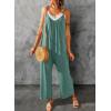 imageHappy Sailed Womens Casual Jumpsuits Loose Overalls Summer Sleeveless Stretchy Wide Leg Long Pants Romper with PocketsA Solid Green 2