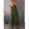 imageHappy Sailed Womens Casual Jumpsuits Loose Overalls Summer Sleeveless Stretchy Wide Leg Long Pants Romper with PocketsA Solid Green