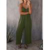 imageHappy Sailed Womens Casual Jumpsuits Loose Overalls Summer Sleeveless Stretchy Wide Leg Long Pants Romper with PocketsA Solid Green