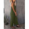 imageHappy Sailed Womens Casual Jumpsuits Loose Overalls Summer Sleeveless Stretchy Wide Leg Long Pants Romper with PocketsA Solid Green