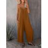 imageHappy Sailed Womens Casual Jumpsuits Loose Overalls Summer Sleeveless Stretchy Wide Leg Long Pants Romper with PocketsA Solid Khaki