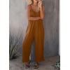 imageHappy Sailed Womens Casual Jumpsuits Loose Overalls Summer Sleeveless Stretchy Wide Leg Long Pants Romper with PocketsA Solid Khaki
