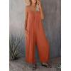 imageHappy Sailed Womens Casual Jumpsuits Loose Overalls Summer Sleeveless Stretchy Wide Leg Long Pants Romper with PocketsA Solid Orange