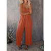 imageHappy Sailed Womens Casual Jumpsuits Loose Overalls Summer Sleeveless Stretchy Wide Leg Long Pants Romper with PocketsA Solid Orange