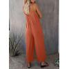 imageHappy Sailed Womens Casual Jumpsuits Loose Overalls Summer Sleeveless Stretchy Wide Leg Long Pants Romper with PocketsA Solid Orange