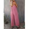 imageHappy Sailed Womens Casual Jumpsuits Loose Overalls Summer Sleeveless Stretchy Wide Leg Long Pants Romper with PocketsA Solid Pink