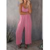 imageHappy Sailed Womens Casual Jumpsuits Loose Overalls Summer Sleeveless Stretchy Wide Leg Long Pants Romper with PocketsA Solid Pink