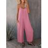 imageHappy Sailed Womens Casual Jumpsuits Loose Overalls Summer Sleeveless Stretchy Wide Leg Long Pants Romper with PocketsA Solid Pink