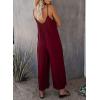 imageHappy Sailed Womens Casual Jumpsuits Loose Overalls Summer Sleeveless Stretchy Wide Leg Long Pants Romper with PocketsA Solid Red