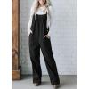 imageHappy Sailed Womens Corduroy Overalls Winter Fall Casual Sleeveless Adjustable Strap Wide Leg Long Pants RompersBlack