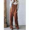 imageHappy Sailed Womens Corduroy Overalls Winter Fall Casual Sleeveless Adjustable Strap Wide Leg Long Pants RompersBrown