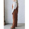 imageHappy Sailed Womens Corduroy Overalls Winter Fall Casual Sleeveless Adjustable Strap Wide Leg Long Pants RompersBrown