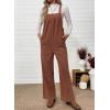 imageHappy Sailed Womens Corduroy Overalls Winter Fall Casual Sleeveless Adjustable Strap Wide Leg Long Pants RompersBrown