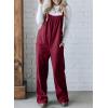 imageHappy Sailed Womens Corduroy Overalls Winter Fall Casual Sleeveless Adjustable Strap Wide Leg Long Pants RompersBurgundy