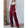 imageHappy Sailed Womens Corduroy Overalls Winter Fall Casual Sleeveless Adjustable Strap Wide Leg Long Pants RompersBurgundy