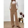 imageHappy Sailed Womens Corduroy Overalls Winter Fall Casual Sleeveless Adjustable Strap Wide Leg Long Pants RompersKhaki