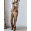 imageHappy Sailed Womens Corduroy Overalls Winter Fall Casual Sleeveless Adjustable Strap Wide Leg Long Pants RompersKhaki