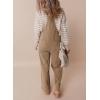 imageHappy Sailed Womens Corduroy Overalls Winter Fall Casual Sleeveless Adjustable Strap Wide Leg Long Pants RompersKhaki