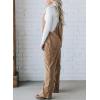 imageHappy Sailed Womens Corduroy Overalls Winter Fall Casual Sleeveless Adjustable Strap Wide Leg Long Pants RompersKhaki