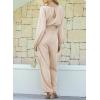 imageHappy Sailed Womens Dressy Jumpsuits Long Sleeve Belted Wide Leg Pant Romper Jumpsuit Wedding Guest OutfitsApricot
