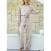 imageHappy Sailed Womens Dressy Jumpsuits Long Sleeve Belted Wide Leg Pant Romper Jumpsuit Wedding Guest OutfitsGray