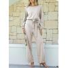 imageHappy Sailed Womens Dressy Jumpsuits Long Sleeve Belted Wide Leg Pant Romper Jumpsuit Wedding Guest OutfitsGray
