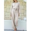 imageHappy Sailed Womens Dressy Jumpsuits Long Sleeve Belted Wide Leg Pant Romper Jumpsuit Wedding Guest OutfitsGray