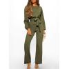 imageHappy Sailed Womens Dressy Jumpsuits Long Sleeve Belted Wide Leg Pant Romper Jumpsuit Wedding Guest OutfitsGreen