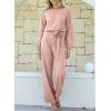 imageHappy Sailed Womens Dressy Jumpsuits Long Sleeve Belted Wide Leg Pant Romper Jumpsuit Wedding Guest OutfitsPink