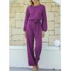 imageHappy Sailed Womens Dressy Jumpsuits Long Sleeve Belted Wide Leg Pant Romper Jumpsuit Wedding Guest OutfitsPurple