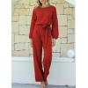 imageHappy Sailed Womens Dressy Jumpsuits Long Sleeve Belted Wide Leg Pant Romper Jumpsuit Wedding Guest OutfitsRed