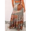 imageHappy Sailed Womens Floral Print Boho Maxi Skirt Elastic High Waist Pleated Ruffle Flowy Long Skirts SXLMulticolor