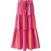 imageHappy Sailed Womens Floral Print Boho Maxi Skirt Elastic High Waist Pleated Ruffle Flowy Long Skirts SXLMulticolor Pink