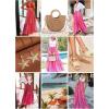 imageHappy Sailed Womens Floral Print Boho Maxi Skirt Elastic High Waist Pleated Ruffle Flowy Long Skirts SXLMulticolor Pink
