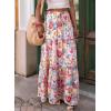 imageHappy Sailed Womens Floral Print Boho Maxi Skirt Elastic High Waist Pleated Ruffle Flowy Long Skirts SXLMulticolor Yellow