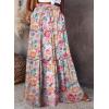 imageHappy Sailed Womens Floral Print Boho Maxi Skirt Elastic High Waist Pleated Ruffle Flowy Long Skirts SXLMulticolor Yellow
