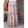 imageHappy Sailed Womens Floral Print Boho Maxi Skirt Elastic High Waist Pleated Ruffle Flowy Long Skirts SXLMulticolor Yellow