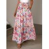 imageHappy Sailed Womens Floral Print Boho Maxi Skirt Elastic High Waist Pleated Ruffle Flowy Long Skirts SXLMulticolor Yellow