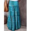 imageHappy Sailed Womens Floral Print Boho Maxi Skirt Elastic High Waist Pleated Ruffle Flowy Long Skirts SXLPrint Green
