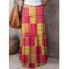 imageHappy Sailed Womens Floral Print Boho Maxi Skirt Elastic High Waist Pleated Ruffle Flowy Long Skirts SXLPrint Orange