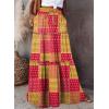 imageHappy Sailed Womens Floral Print Boho Maxi Skirt Elastic High Waist Pleated Ruffle Flowy Long Skirts SXLPrint Orange