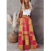 imageHappy Sailed Womens Floral Print Boho Maxi Skirt Elastic High Waist Pleated Ruffle Flowy Long Skirts SXLPrint Orange