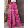imageHappy Sailed Womens Floral Print Boho Maxi Skirt Elastic High Waist Pleated Ruffle Flowy Long Skirts SXLPrint Purple
