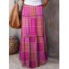 imageHappy Sailed Womens Floral Print Boho Maxi Skirt Elastic High Waist Pleated Ruffle Flowy Long Skirts SXLPrint Purple