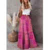 imageHappy Sailed Womens Floral Print Boho Maxi Skirt Elastic High Waist Pleated Ruffle Flowy Long Skirts SXLPrint Purple