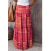 imageHappy Sailed Womens Floral Print Boho Maxi Skirt Elastic High Waist Pleated Ruffle Flowy Long Skirts SXLPrint Red
